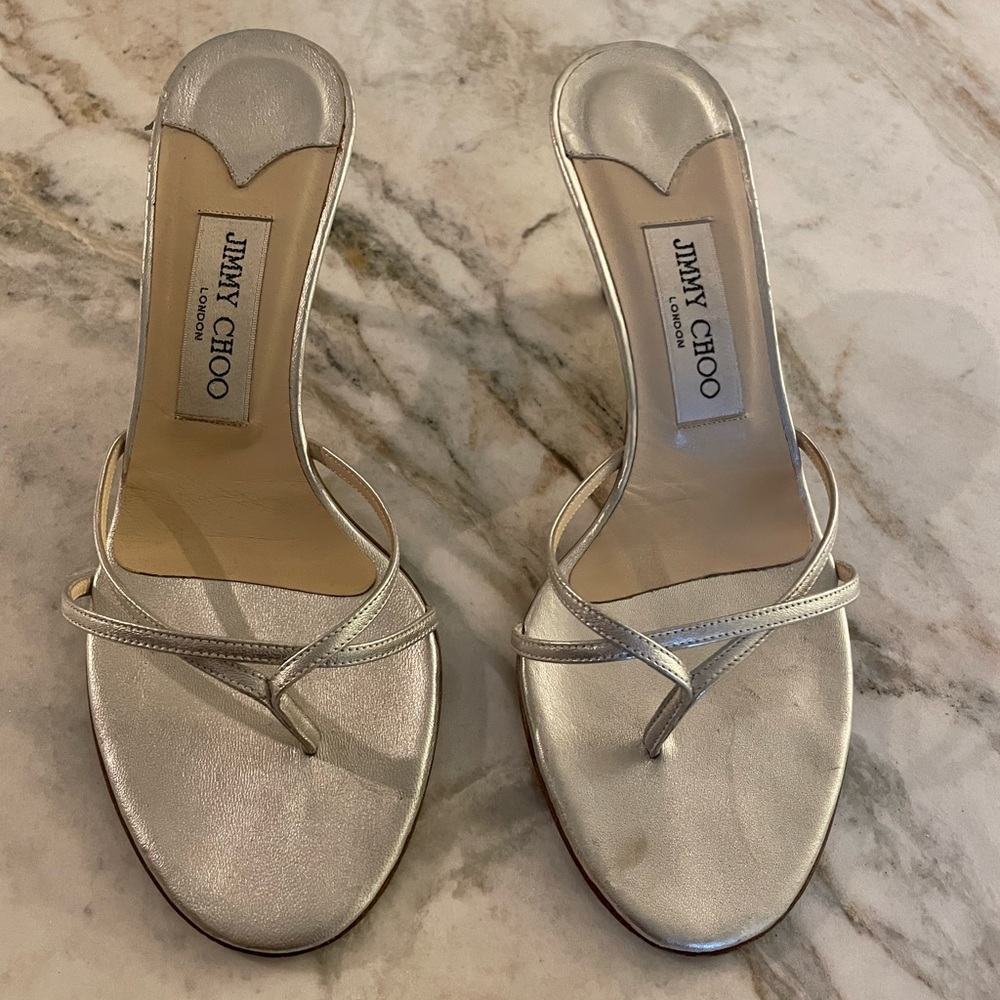 Luxe Silver strappy Jimmy Choo kitten heels